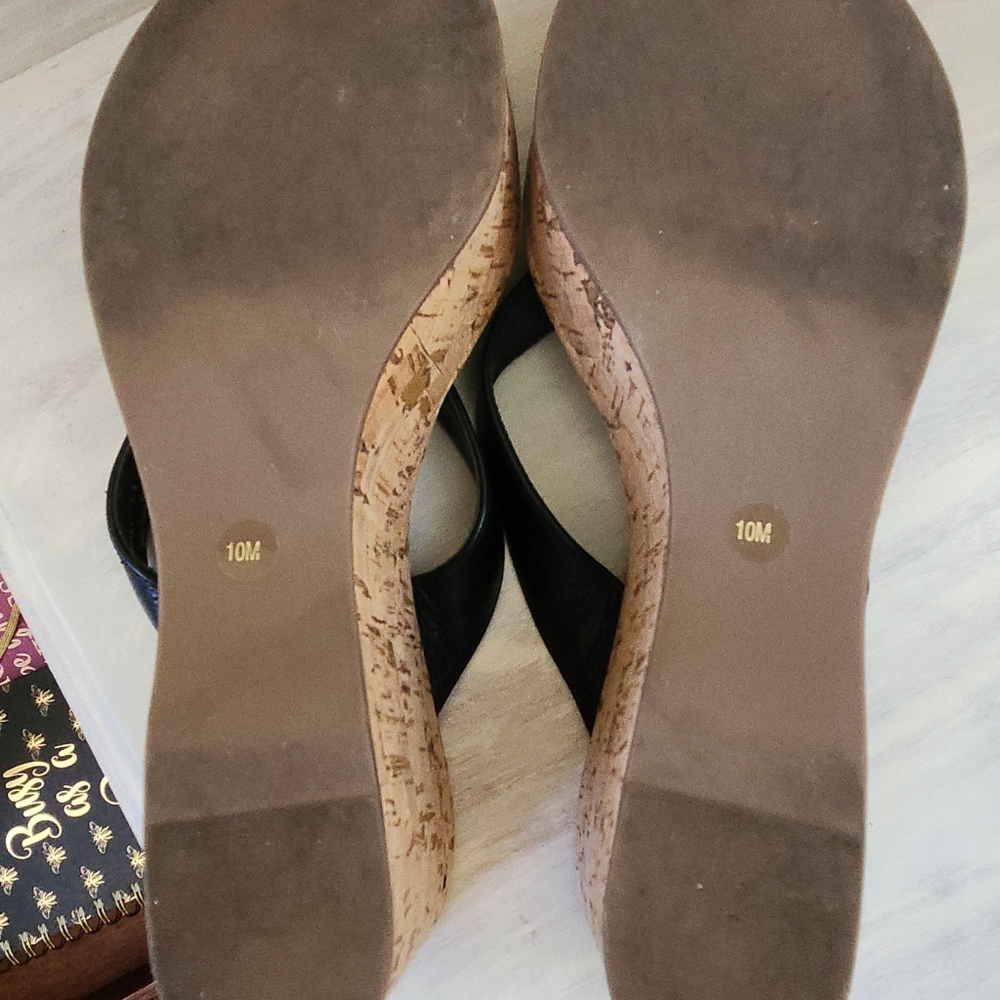 TORY BURCH CORK WEDGE SLIPPERS FLIP FLOPS SANDALS - Picture 6 of 8